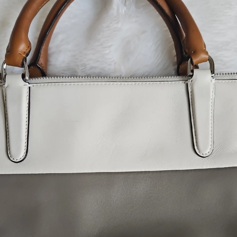 Coach Mini Borough Bag With Retro Colorblock Leather with Brown Handles